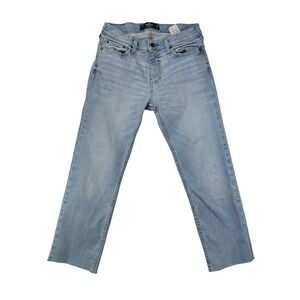 Hollister Jeans Mens Straight Epic Flex 30x32 Light Wash Raw Hem Denim Pants